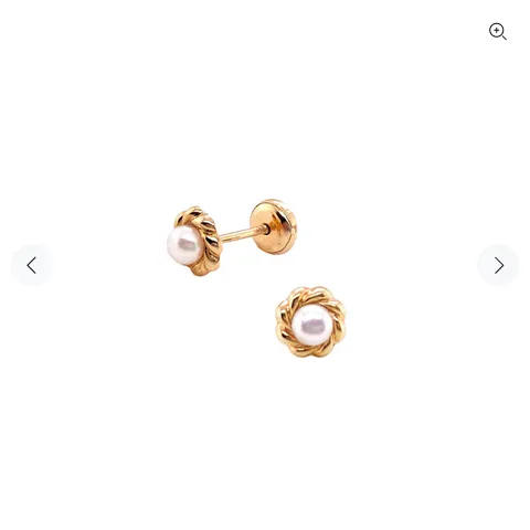 14 KT Children's Braided Trim Pearl screw back earrings
