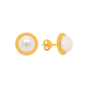 14 KT Children's deluxe trim pearl earrings 5mm.