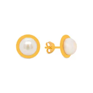 14 KT Children's deluxe trim pearl earrings 5mm.