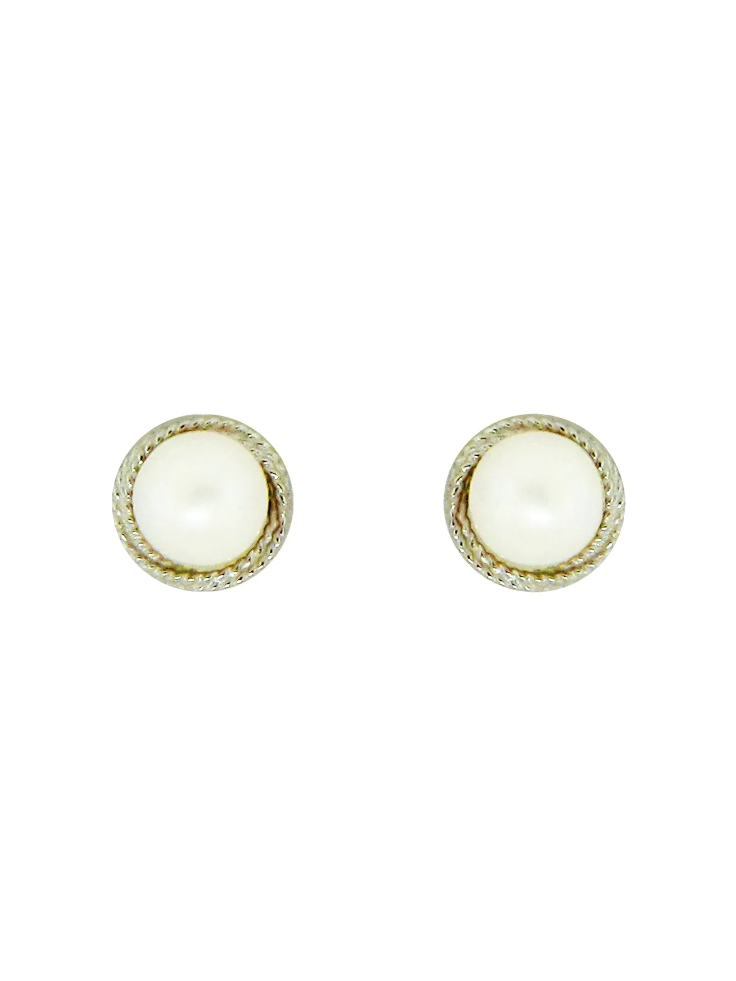 14 KT Children's deluxe trim pearl earrings 5mm.