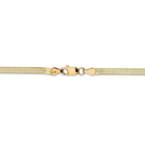 14k Yellow Gold 3mm Silky Herringbone Bracelet Anklet Choker Necklace Pendant Chain