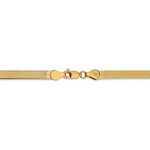 14k Yellow Gold 4mm Silky Herringbone Bracelet Necklace Anklet Choker Pendant Chain