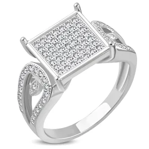 925 Sterling Silver White Clear CZ Engagement Cocktail Ring Band