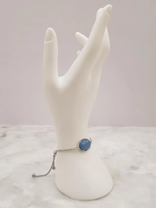Blue Agate Jeweled Slider Bracelet