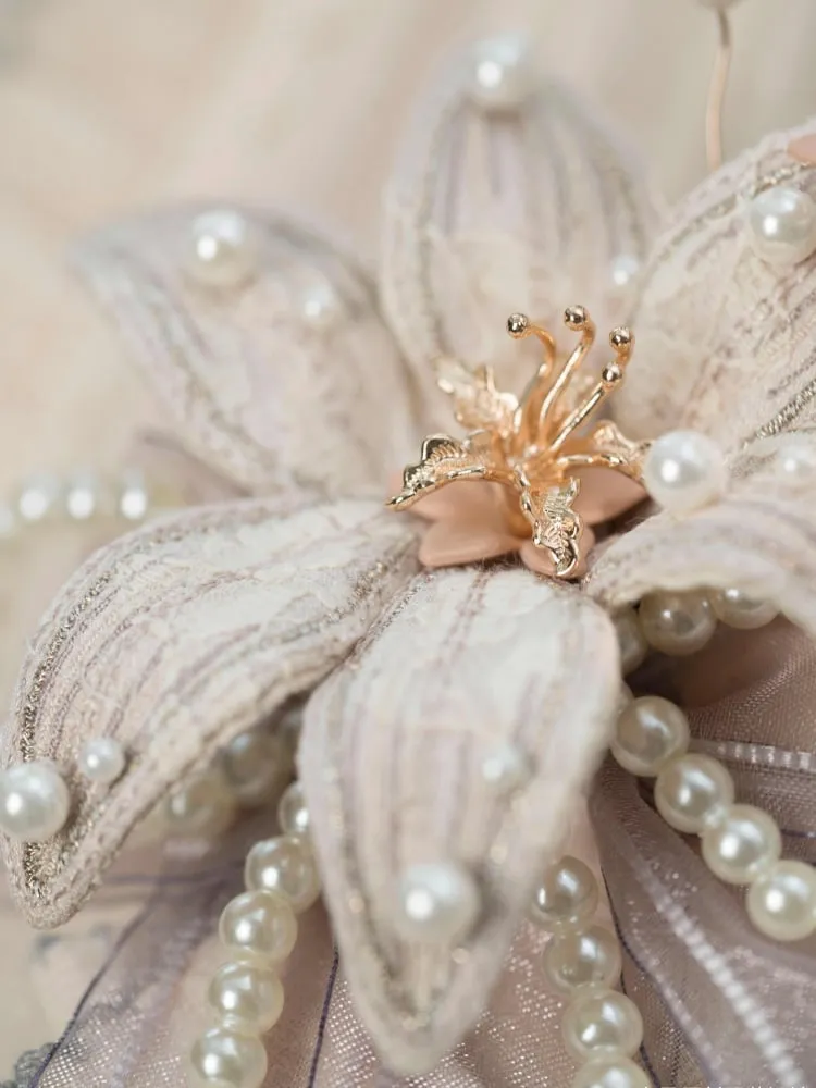 Blue / Purple / Gray Bead Details Lily Brooch