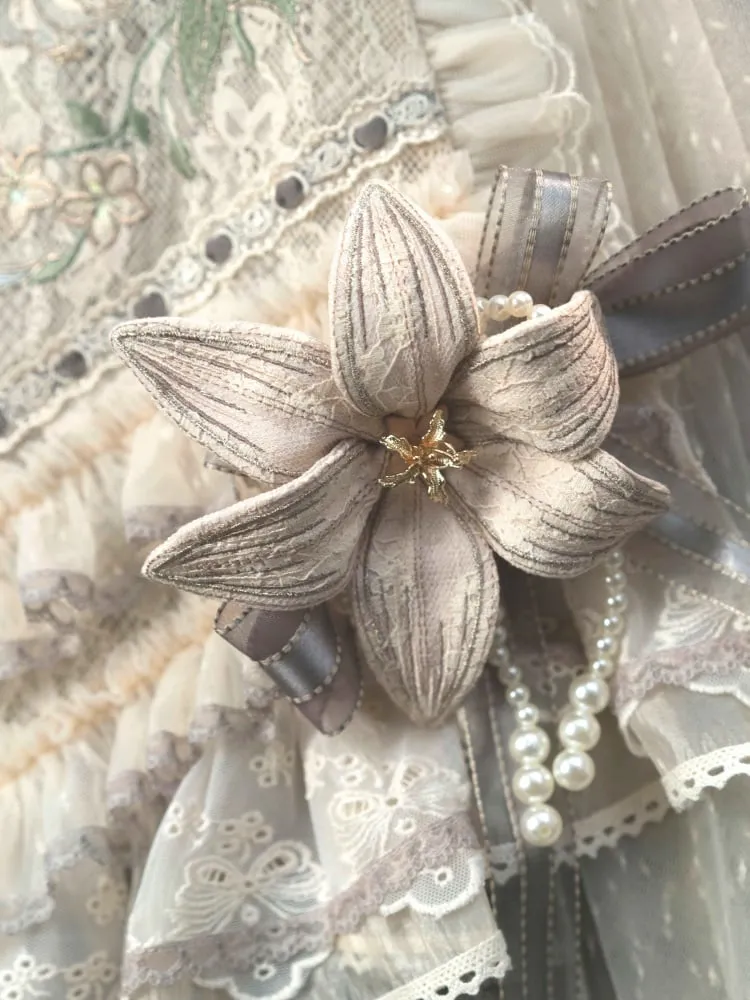 Blue / Purple / Gray Bead Details Lily Brooch
