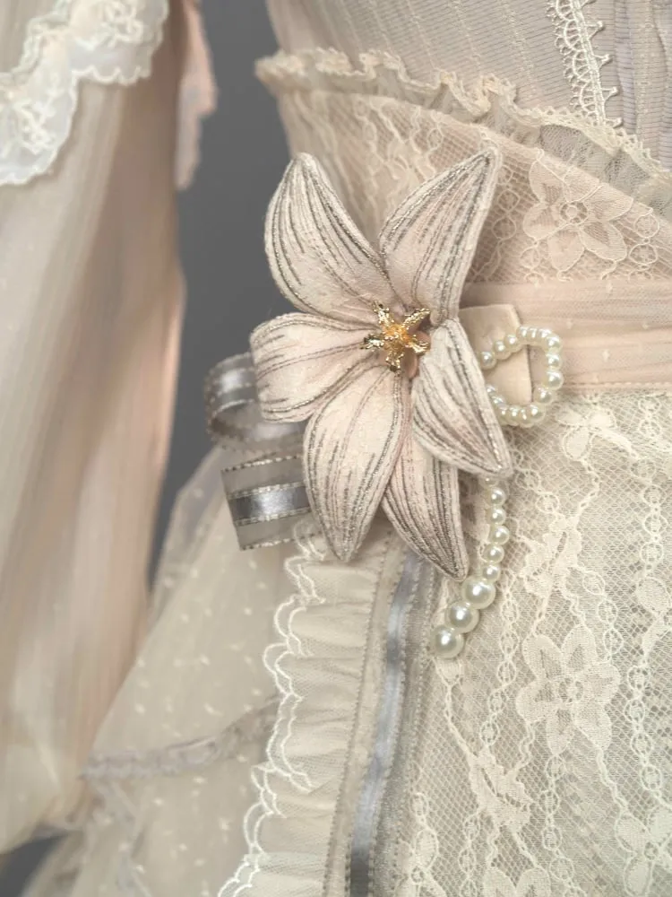 Blue / Purple / Gray Bead Details Lily Brooch