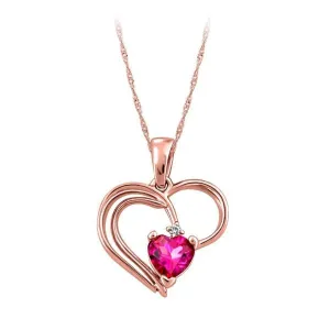 Diamond Pink Topaz Heart Pendant