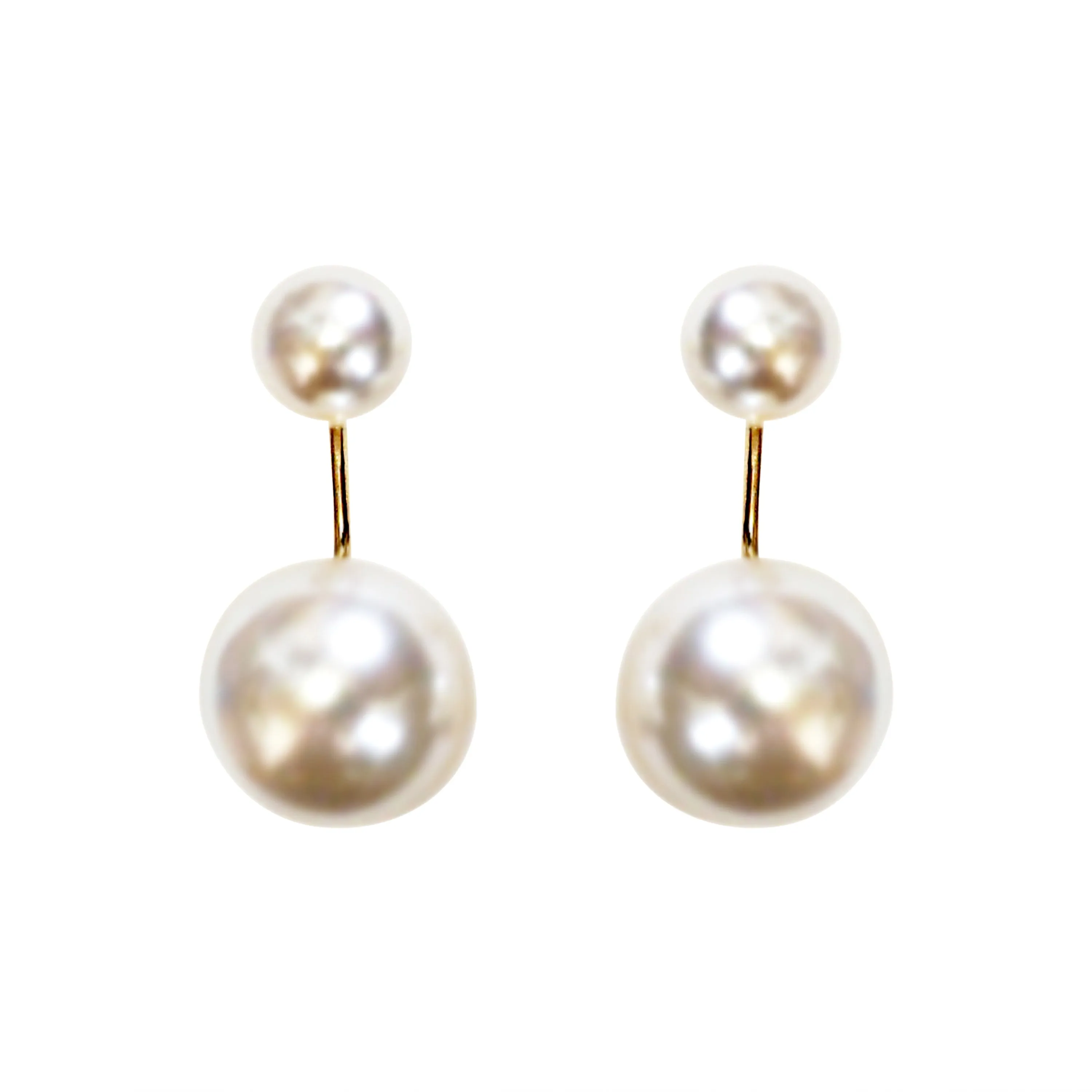 Double White Pearls Gold  Spiral Clip On Earrings