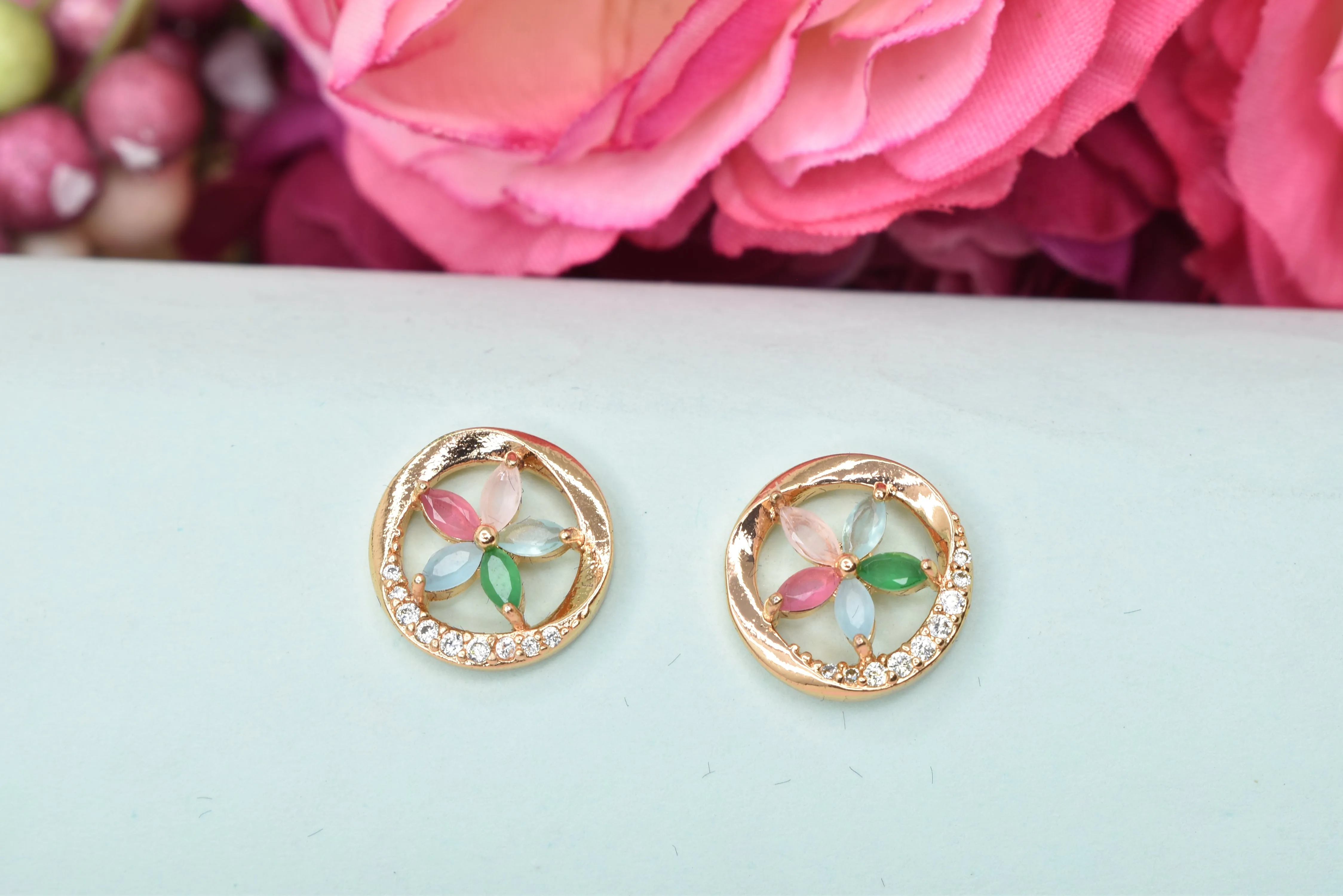 Elegant Rose Gold Studs: Sparkle for Women