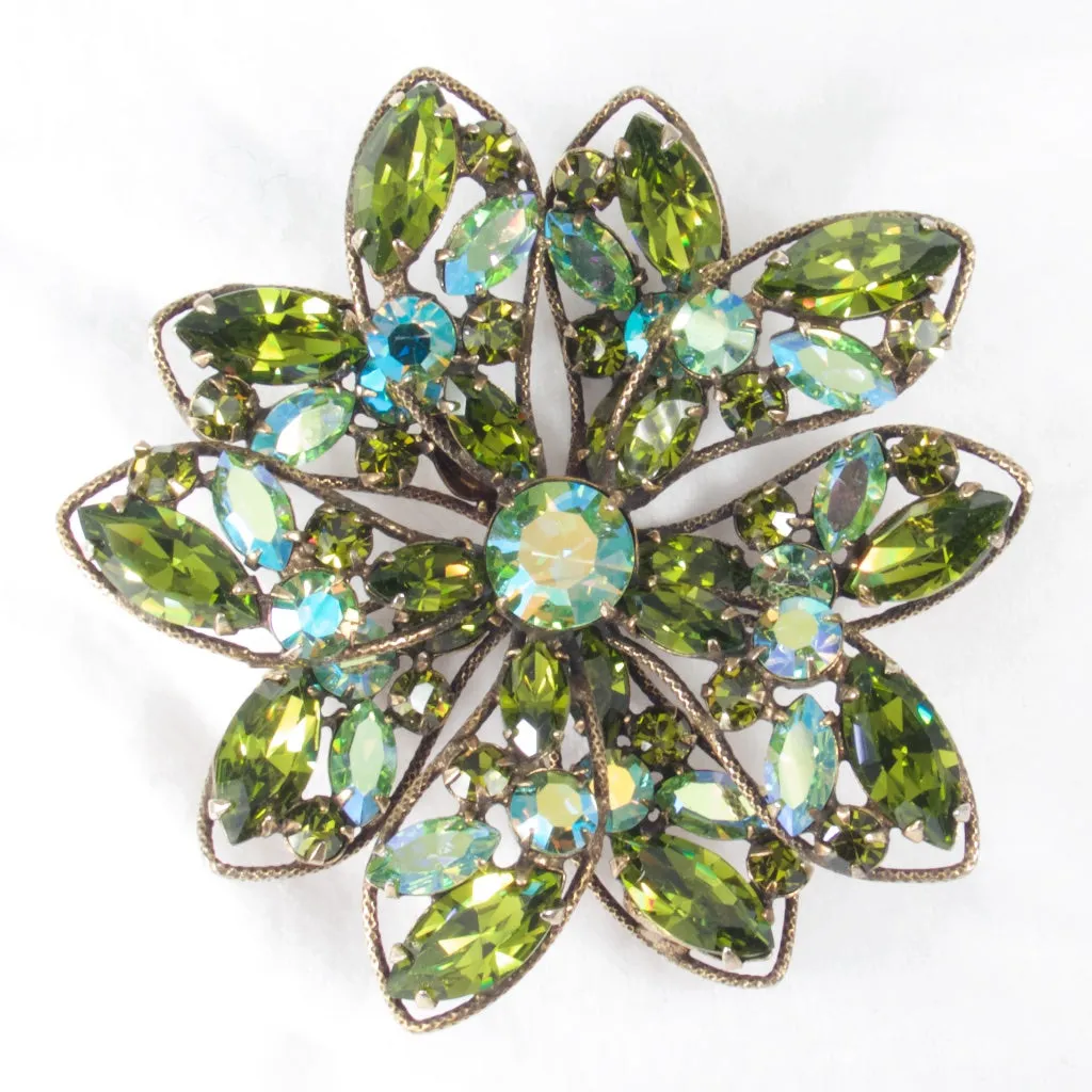 Green Flower Regency Brooch