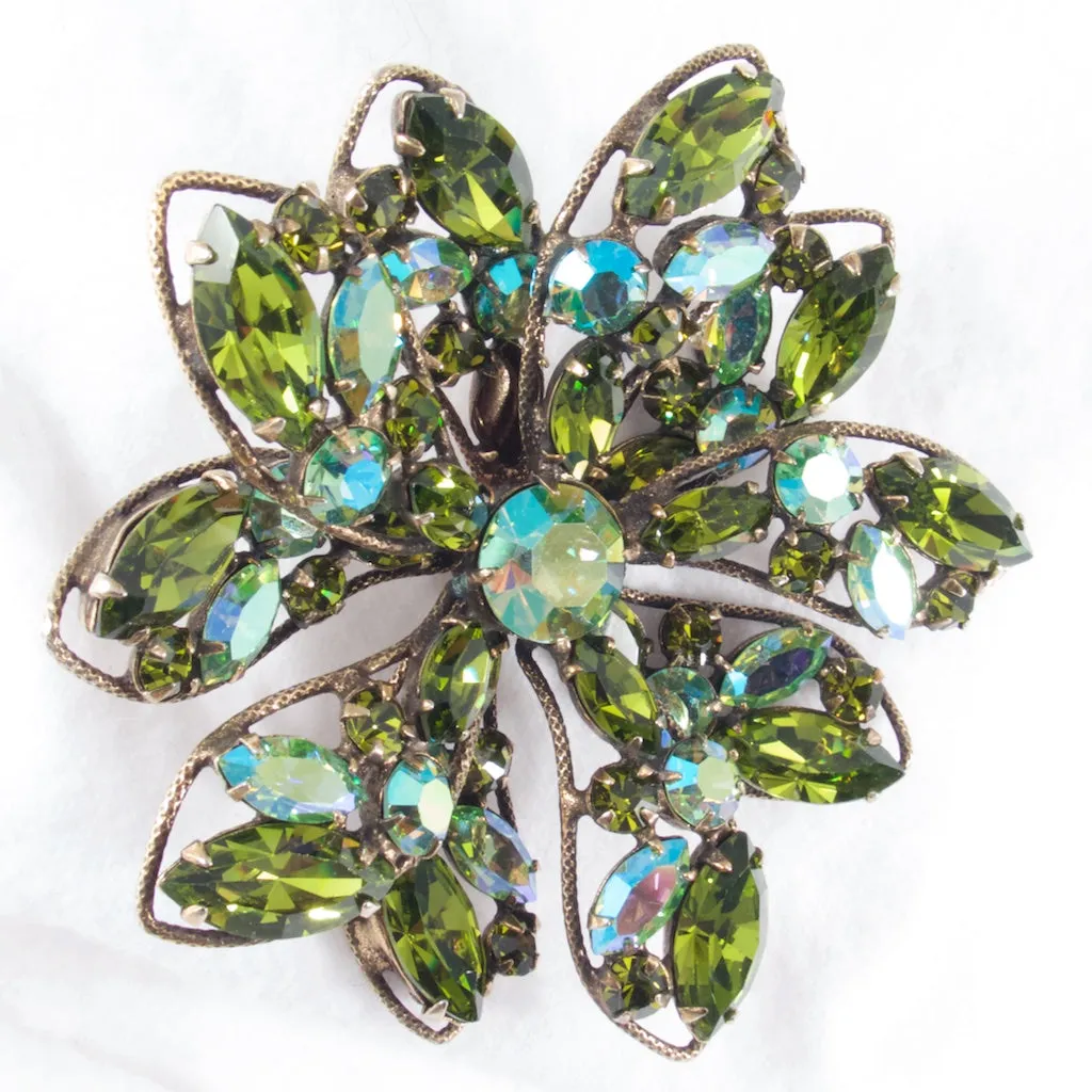 Green Flower Regency Brooch