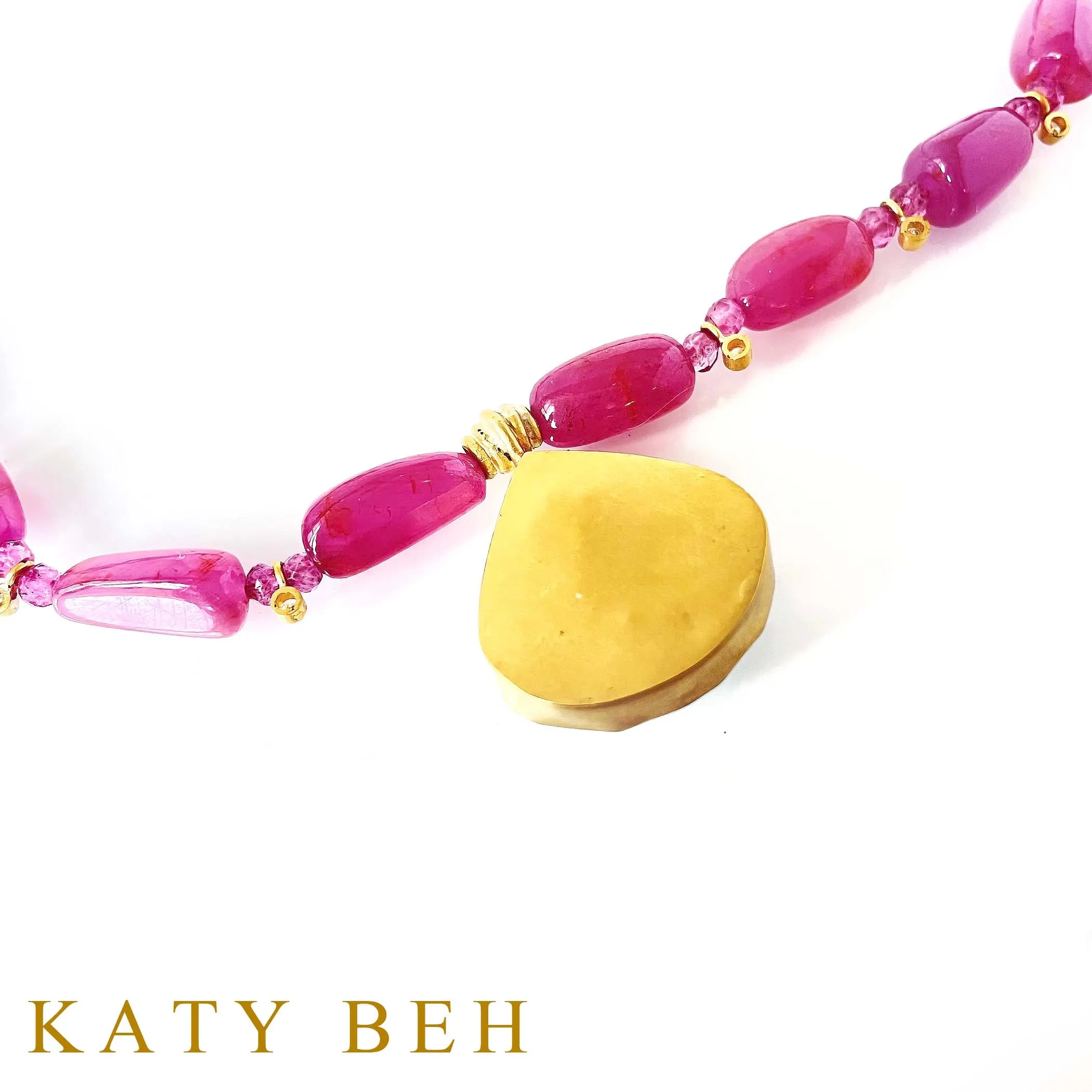 Irena Pink Sapphire, Diamond and Peruvian Opal Necklace
