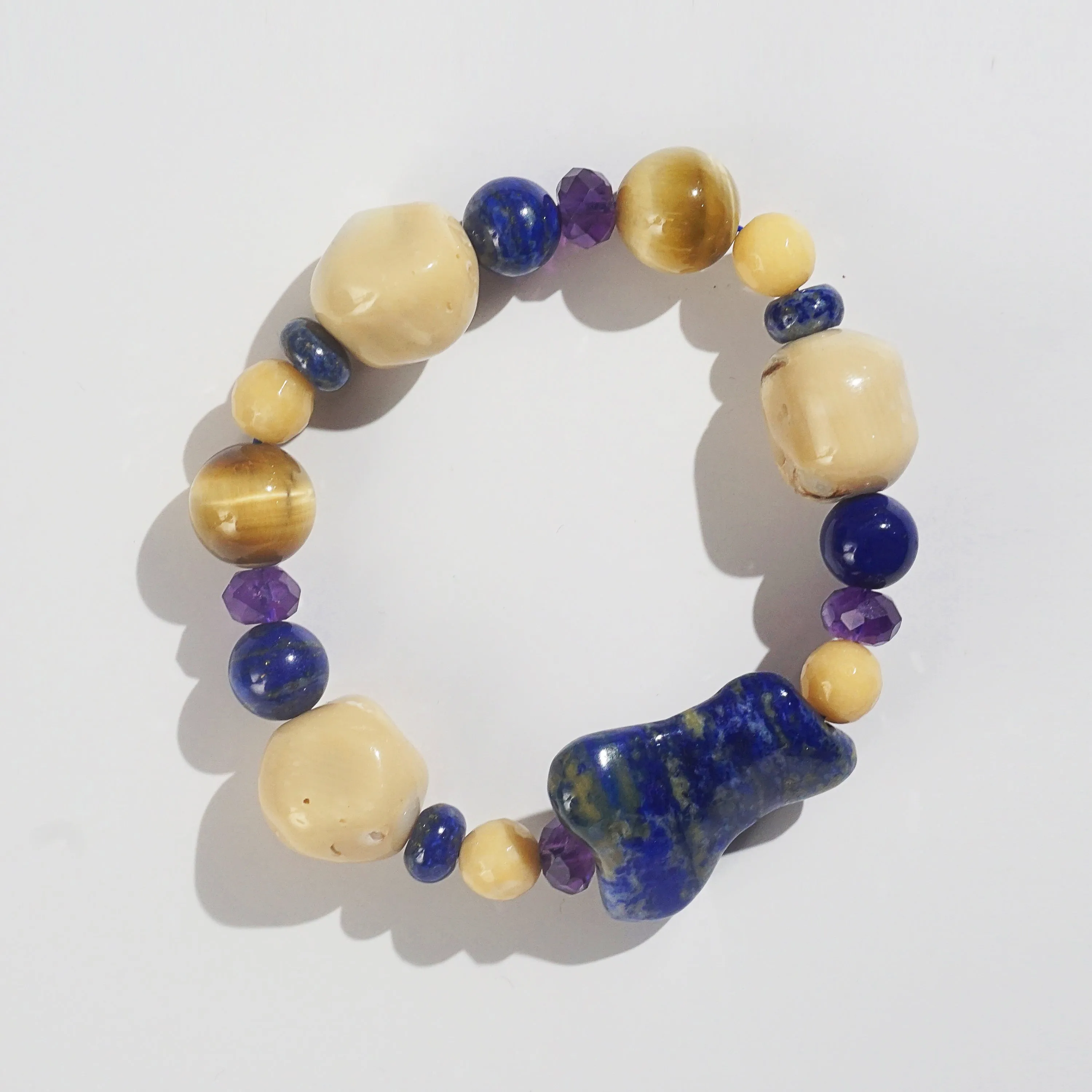 Lapis Lazuli, Amethyst, Ivory Opal Mixed Gemstones