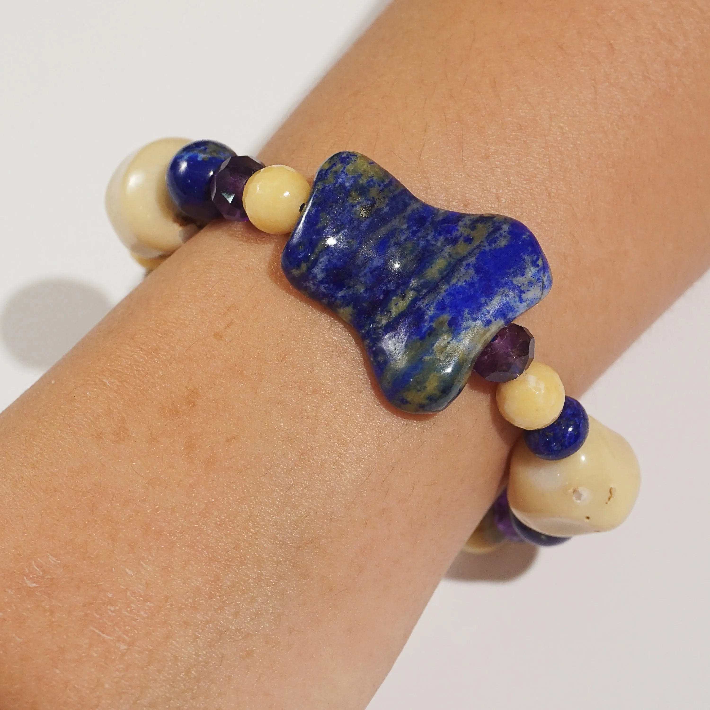 Lapis Lazuli, Amethyst, Ivory Opal Mixed Gemstones