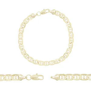 Mariner Diamond-Cut Chain 14K Gold Filled Bracelet 8.5" Set Lobster Claw Clasp Jewelry Gift for Men 7 mm