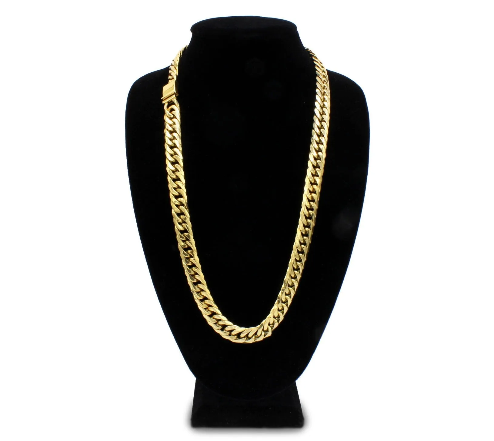 Miami Cuban Link 18K Gold Plated Necklace Bracelet Set 12mm