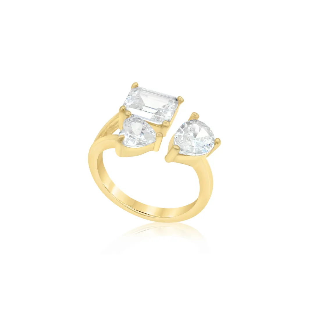 Mixed Shape Three Stone Open Ring