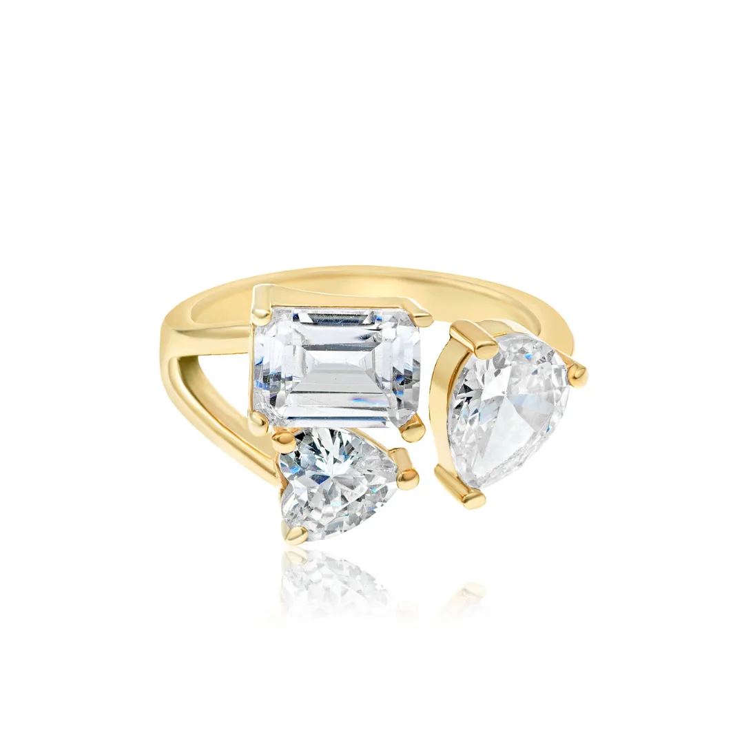 Mixed Shape Three Stone Open Ring