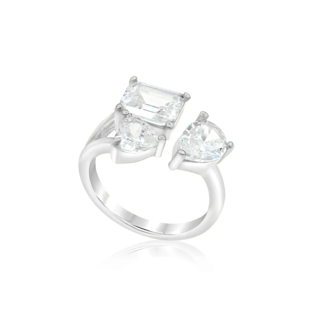 Mixed Shape Three Stone Open Ring