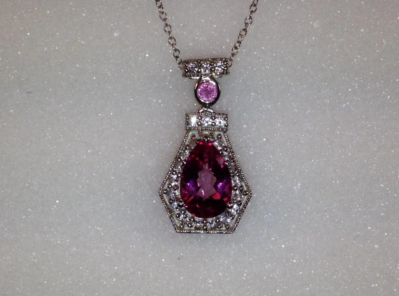 Mystic Pink Topaz & Pink Sapphire Sterling Silver Necklace