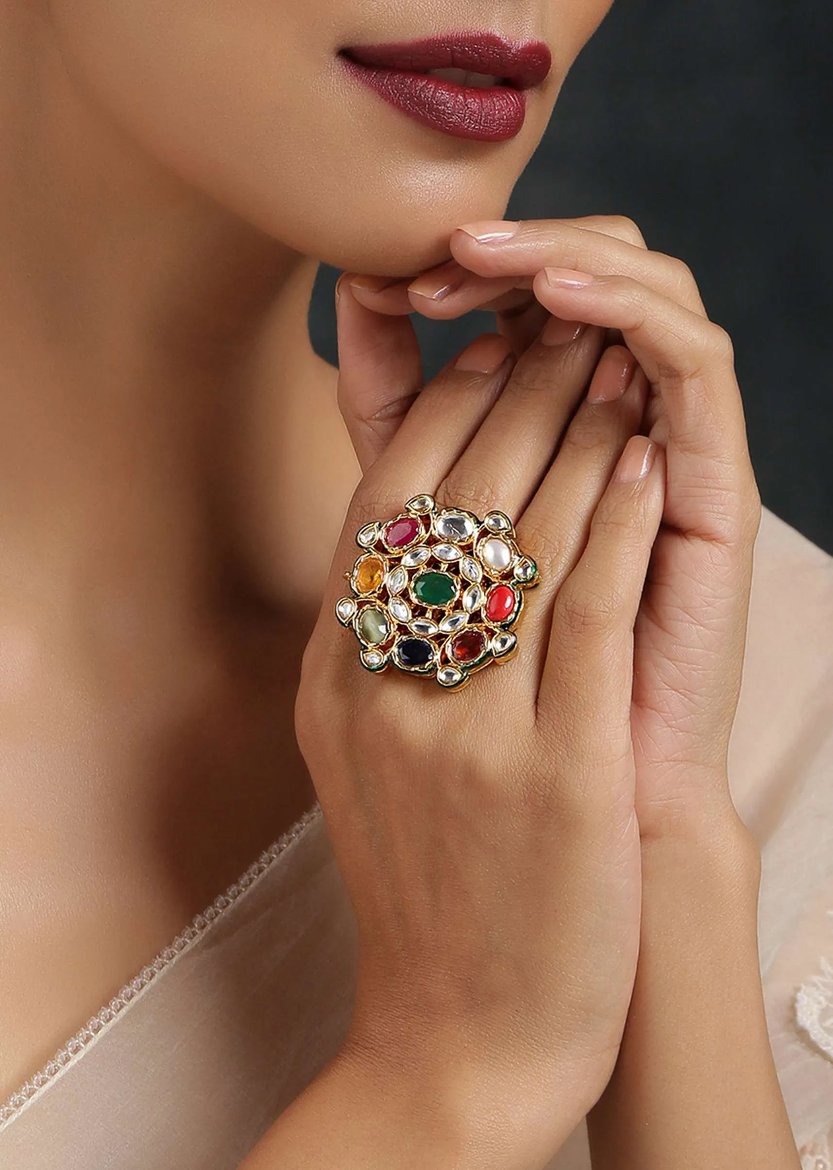 Navratana Polki Ring
