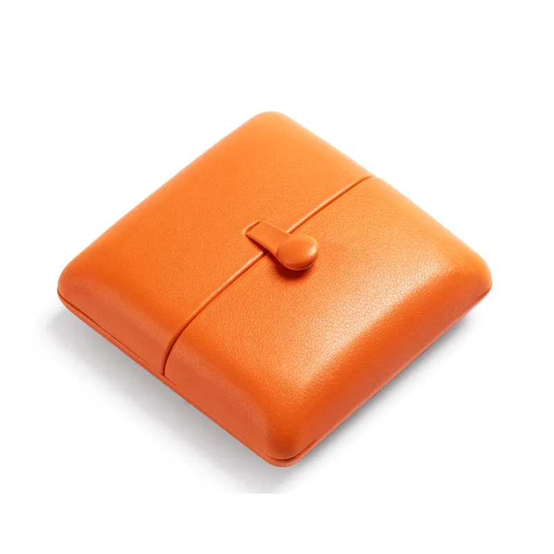 Orange PU leather ring bracelet necklace jewelry box set H139