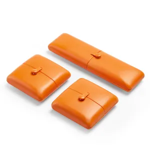 Orange PU leather ring bracelet necklace jewelry box set H139