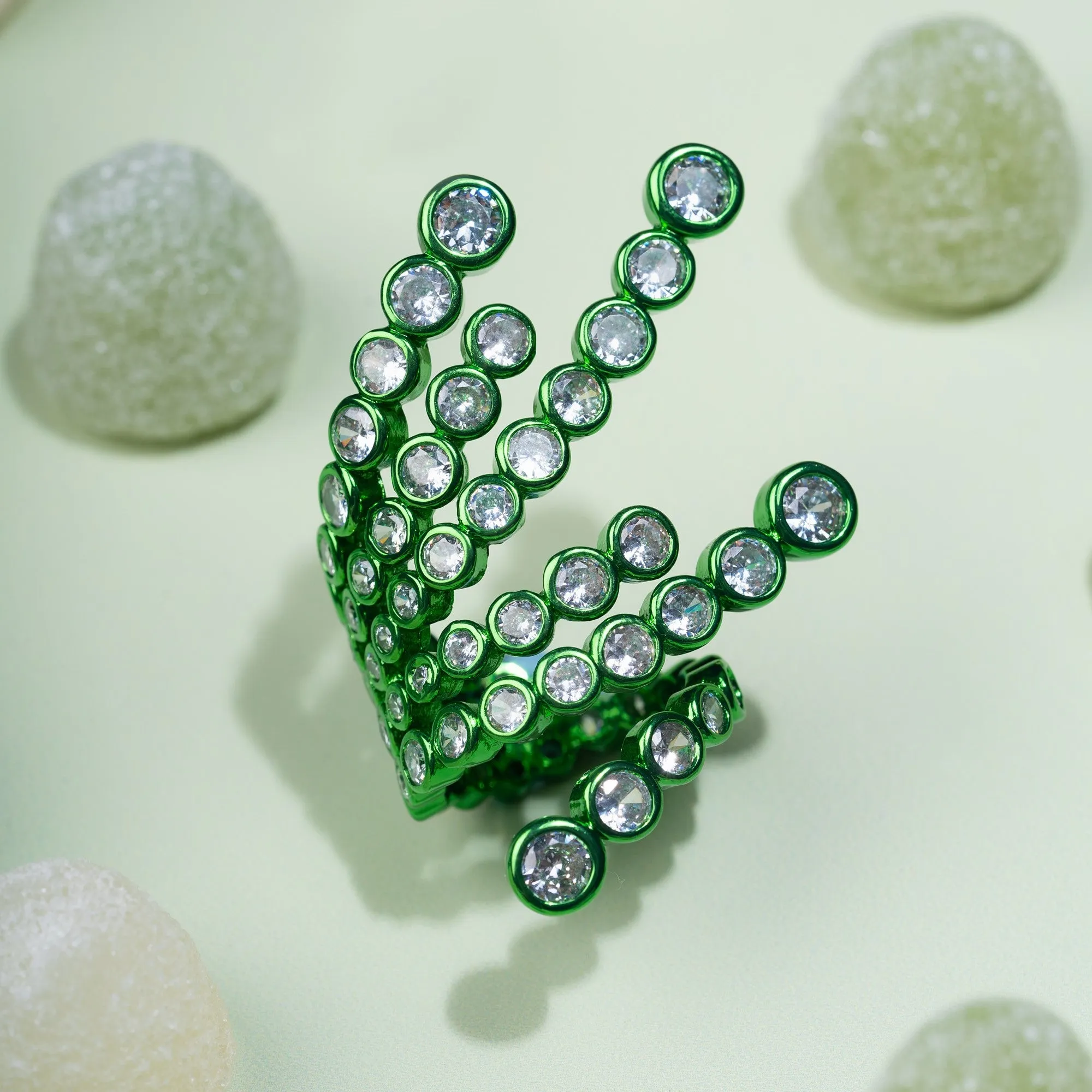Parakeet Green Wrap Cocktail Ring