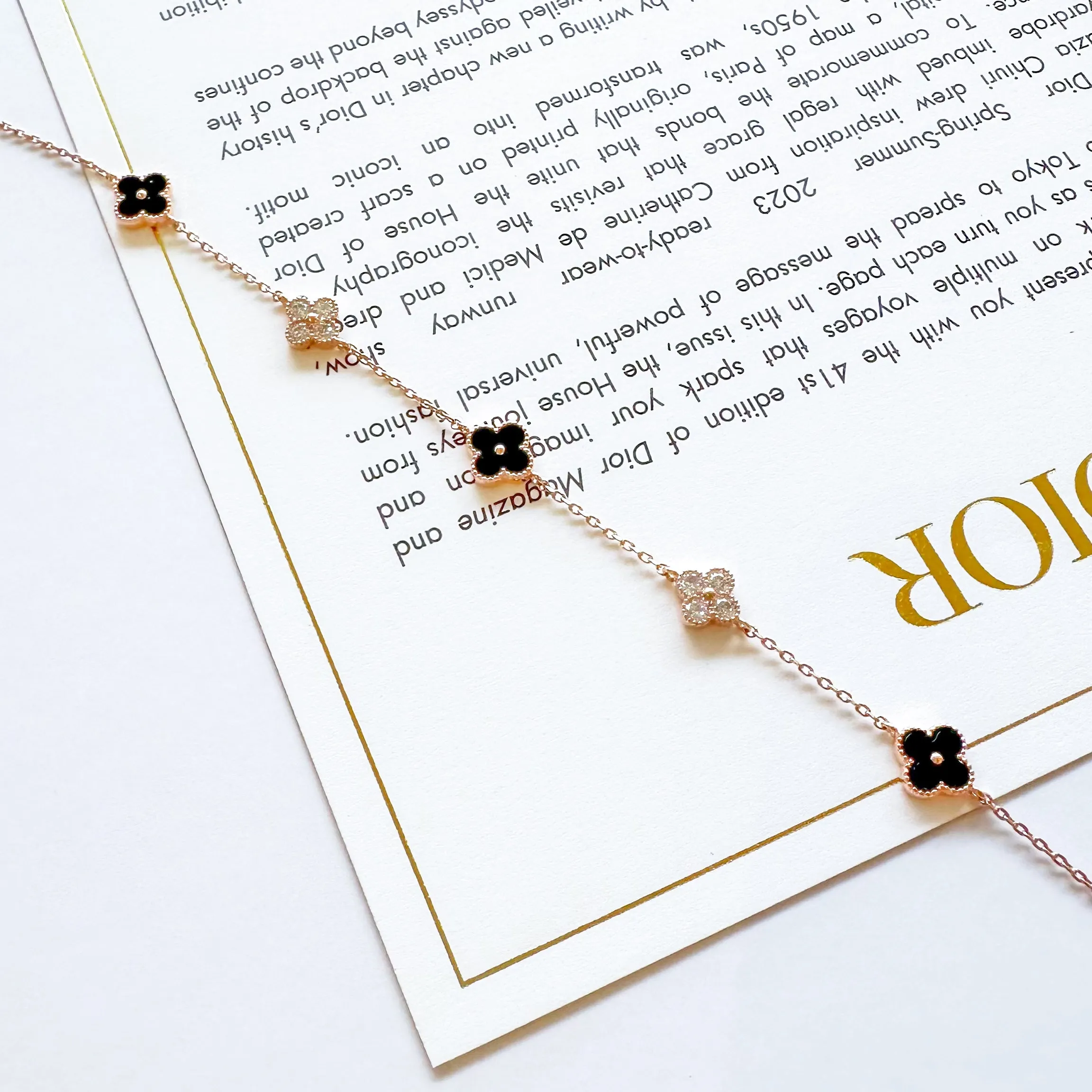 Rose Gold Black Vanya Diamond Clover Bracelet