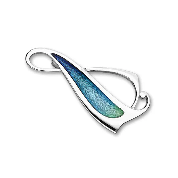 Silver Archibald Knox Silver Aqua Brooch