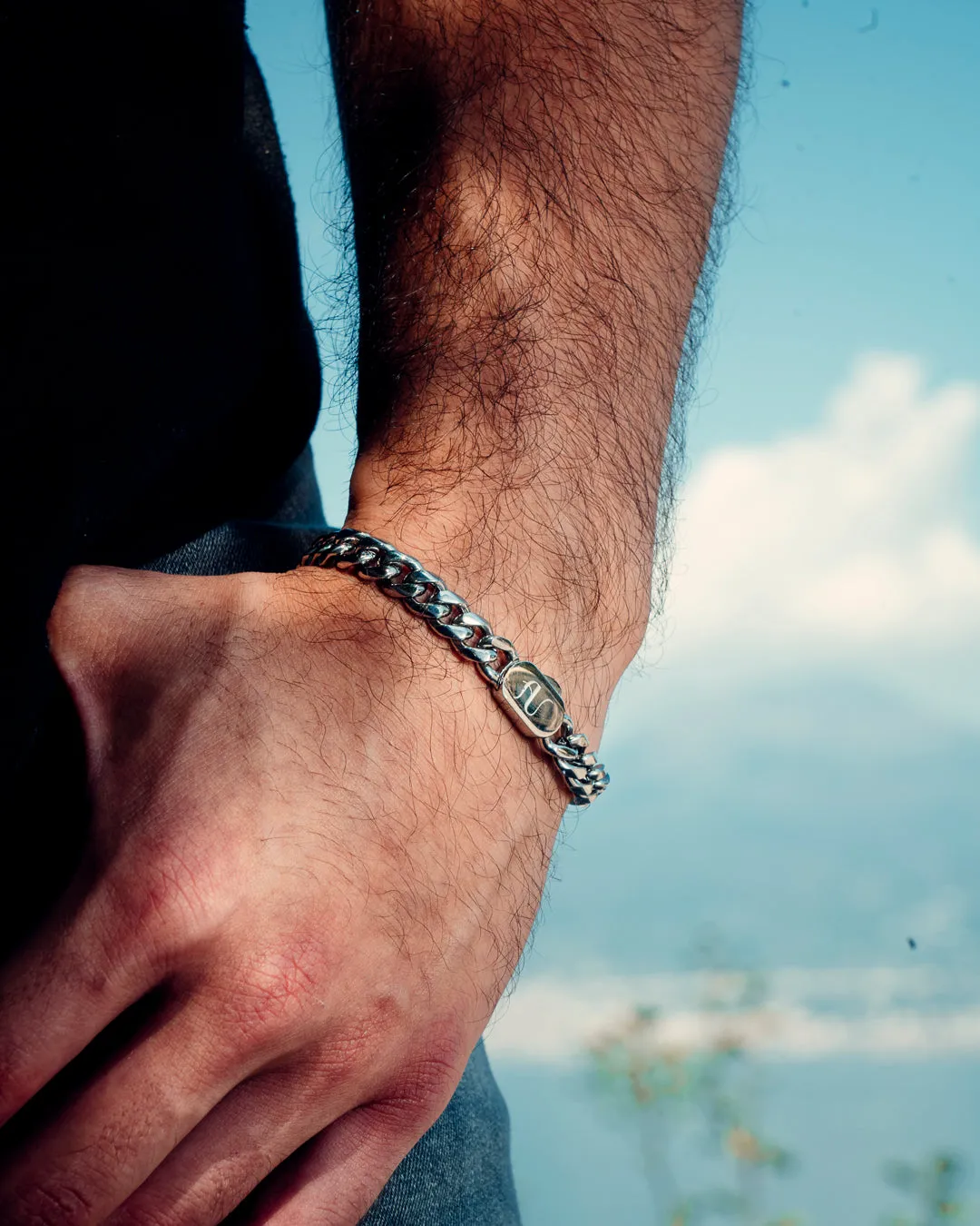 Silver Cuban Link Chain and Bracelet Set - 8 mm