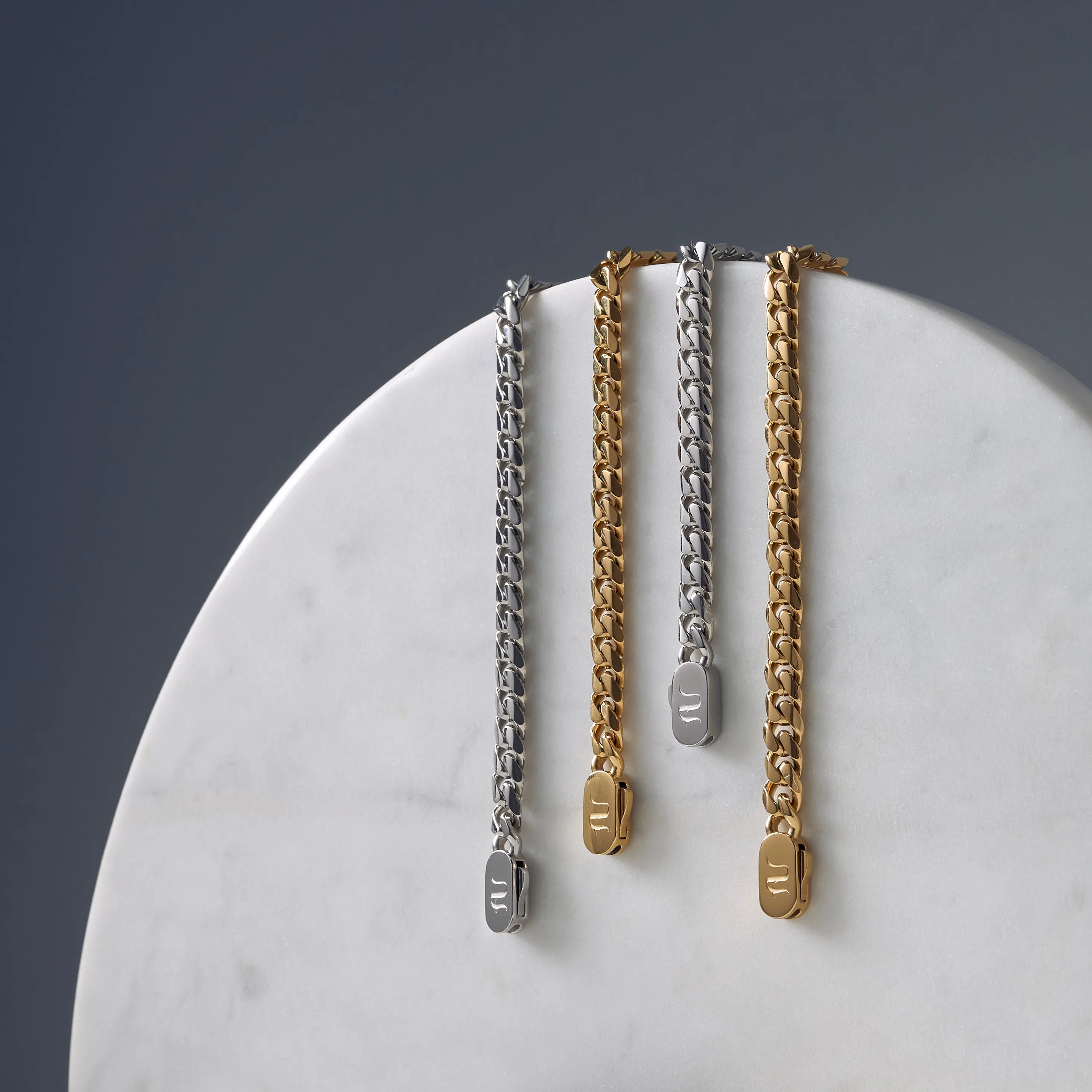 Silver Cuban Link Chain and Bracelet Set - 8 mm