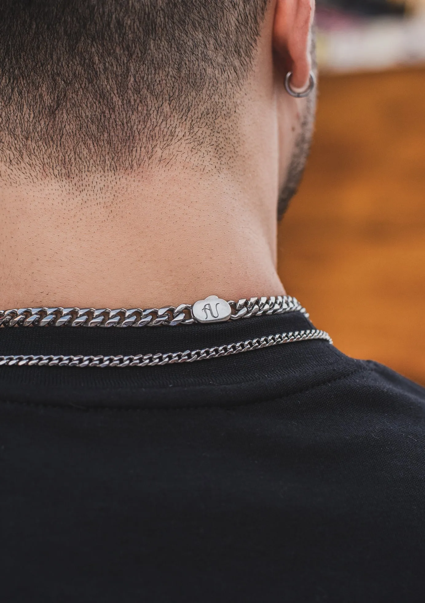 Silver Cuban Link Chain and Bracelet Set - 8 mm