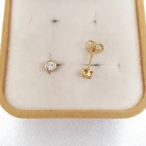 Stud Bezel Earrings 18K Gold