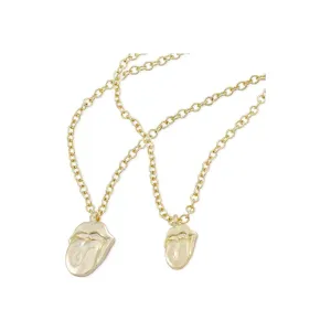 The Rolling Stones Necklace & Bracelet Set: Gold Tongue