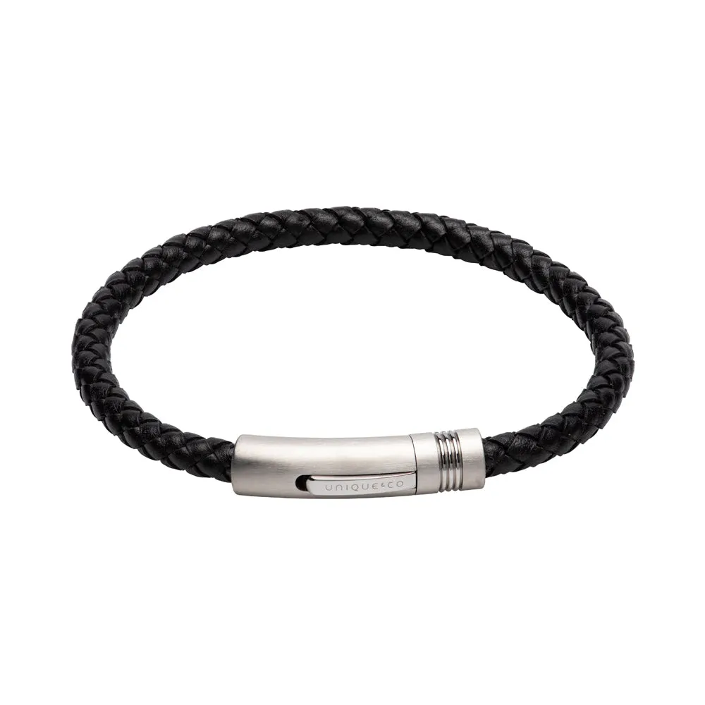 Unique & Co Black Leather Bracelet B442BL