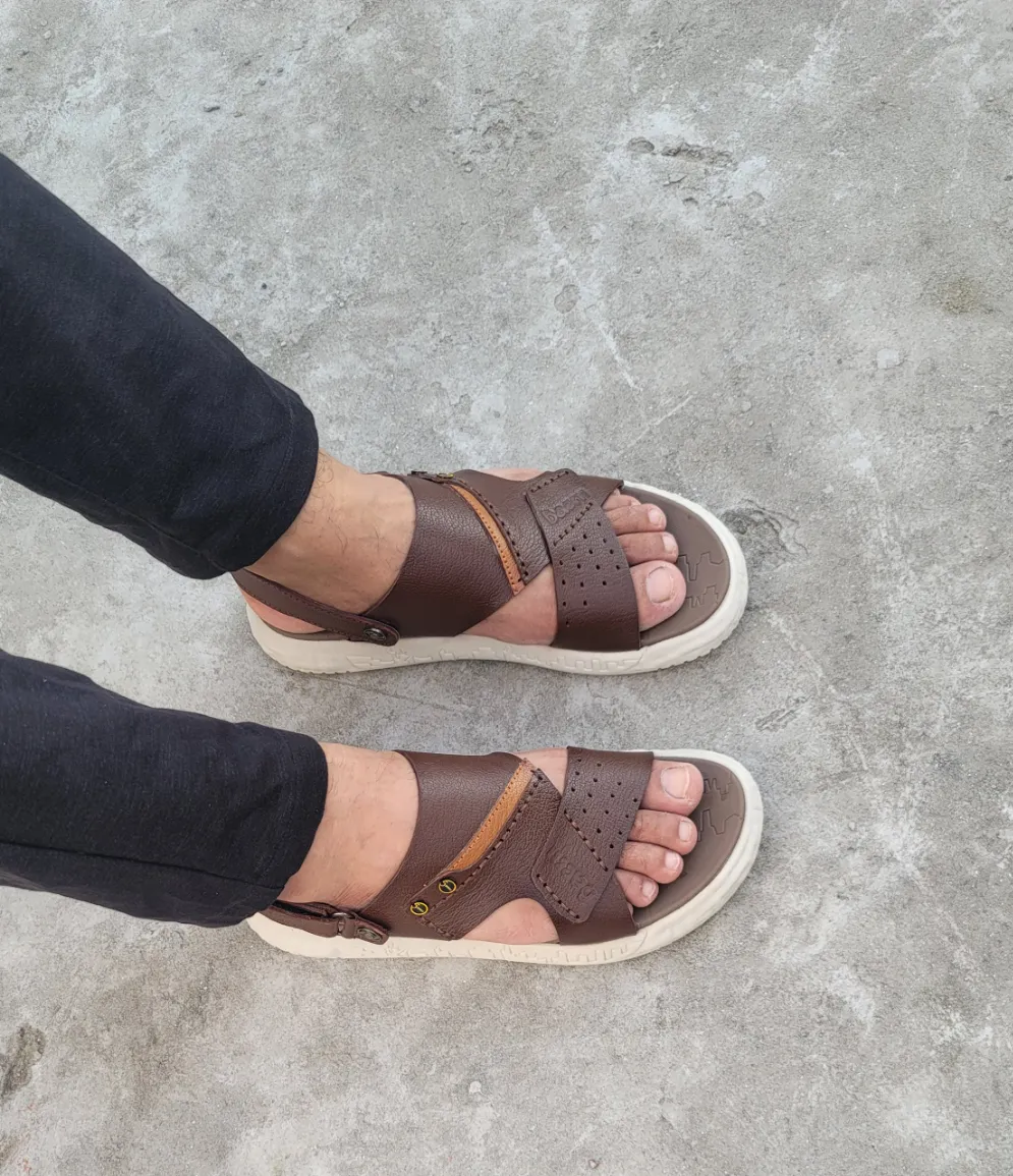 Unique Leather Pailone Sandal- 675 (Chocolate)